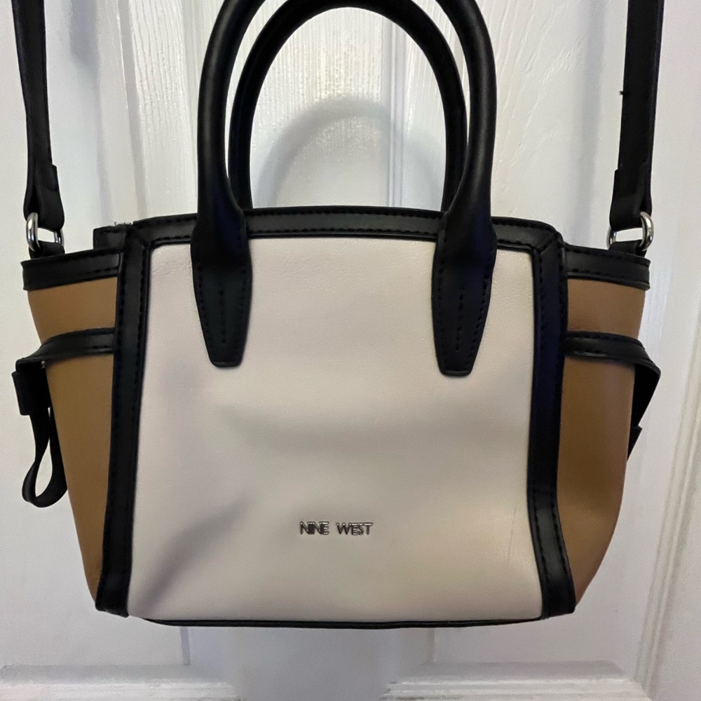 Nine West Black, Cream, and Tan Satchel Crossbody